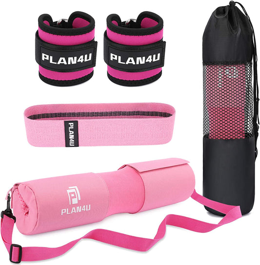 Barbell Pad Set for Squat Hip Thrusts Upgraded Anti-Slip Grain | Breathable, Workout Foam, Weight Lifting Bar Cushion, Shoulder Neck Support, Standard Olympic Bars, Smith Machine, Women/Men